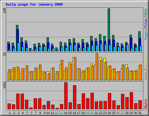 Daily usage for January 2008