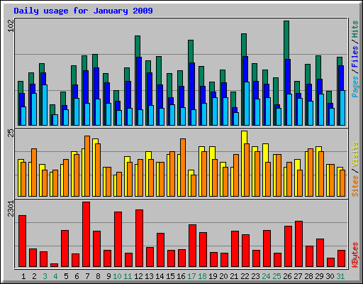 Daily usage for January 2009