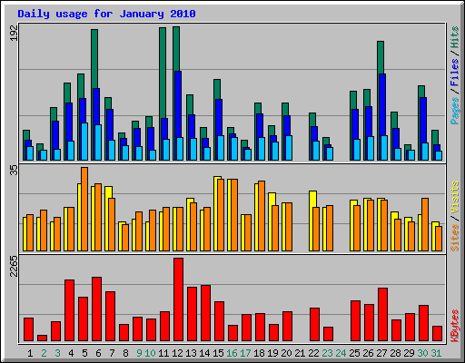 Daily usage for January 2010