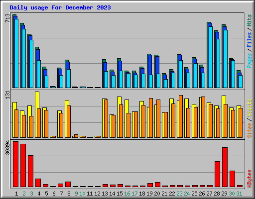 Daily usage for December 2023