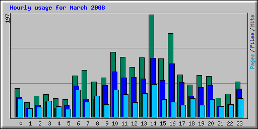 Hourly usage for March 2008
