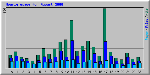 Hourly usage for August 2008