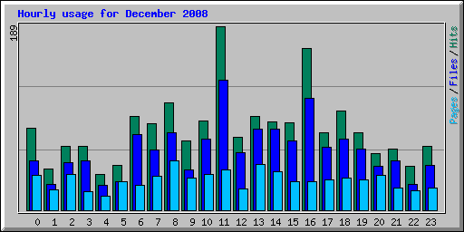 Hourly usage for December 2008