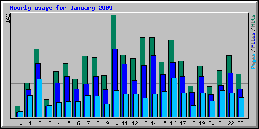 Hourly usage for January 2009