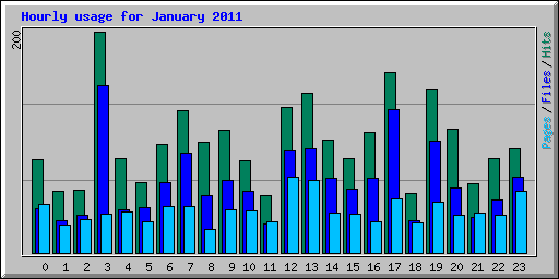 Hourly usage for January 2011