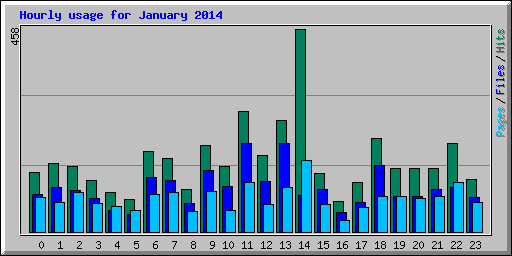 Hourly usage for January 2014